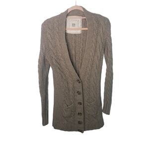 Ruehl 925 cableknit chunky cashmere wool blend cardigan sweater